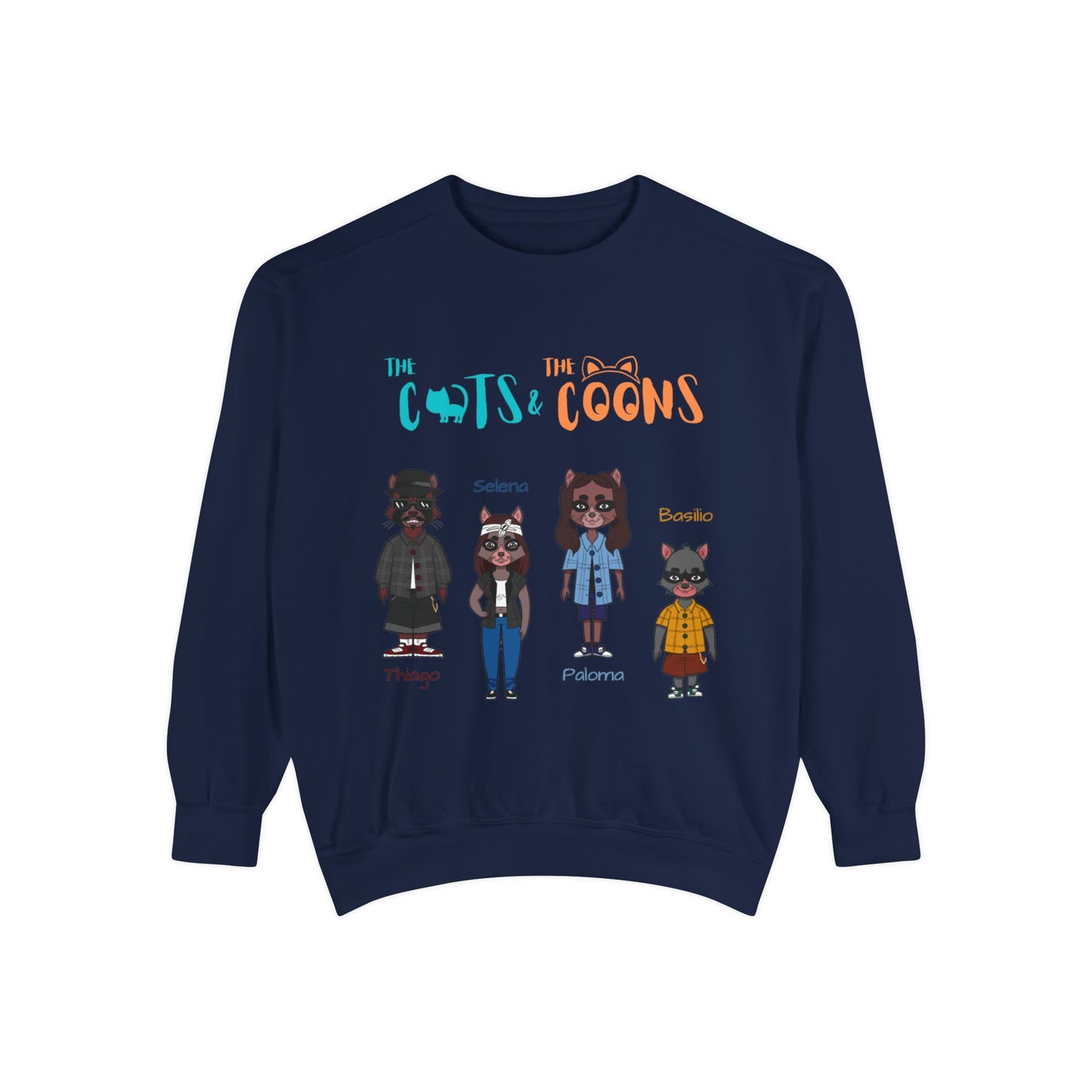 Whimsical Graphic Sweatshirt: Cozy Style for Cat and Raccoon Lovers - Perfect for Gift Giving, Casual Wear, Celebrations, Everyday Comfort