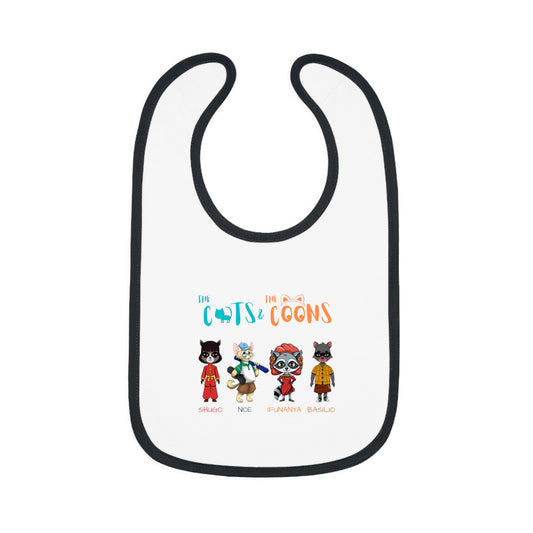 The Cats and The Coons Characters Baby Bib, Funny Baby Feeding Bib, Toddler Bib, Cute Gift for New Parents, Baby Shower Gift