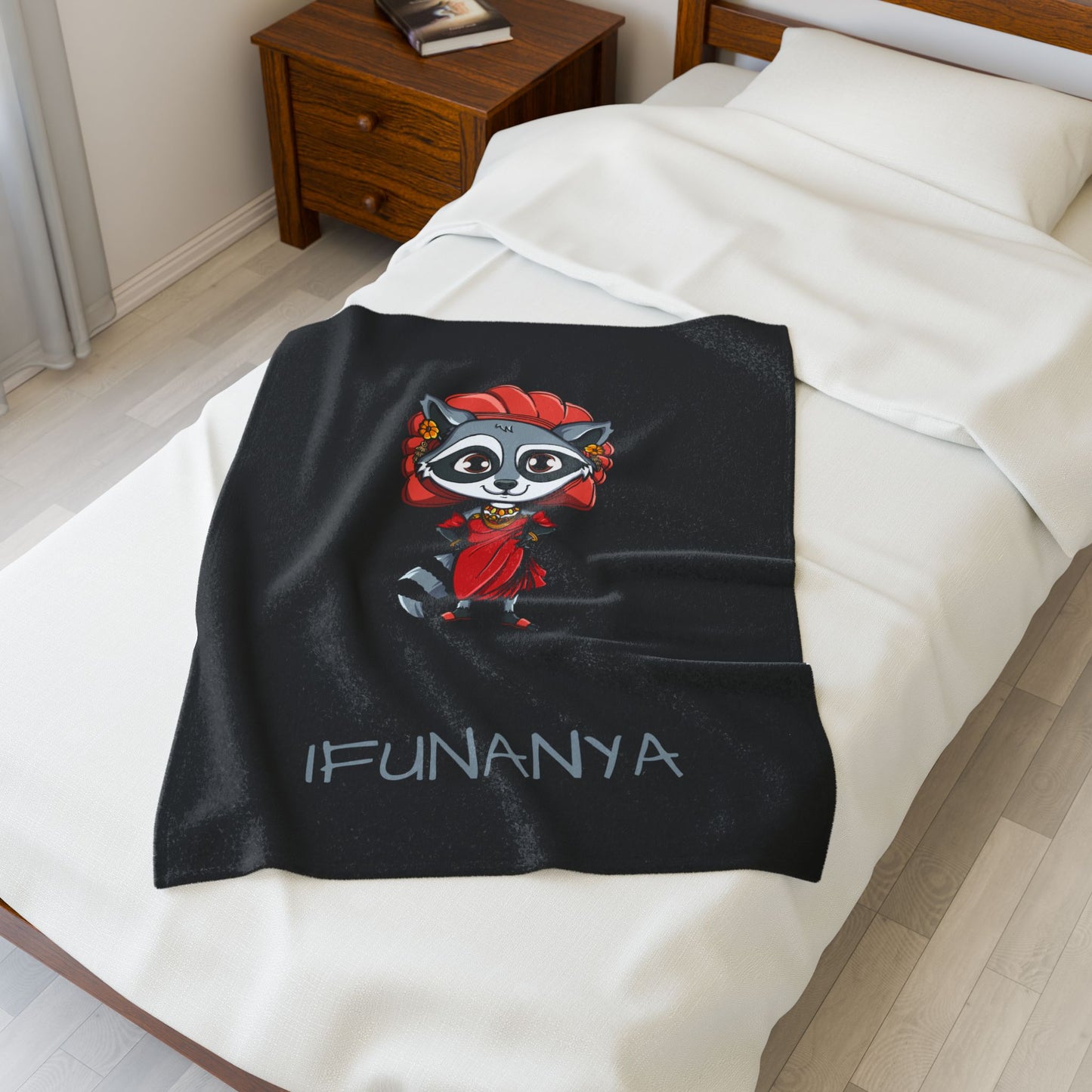 Cozy Children’s Blanket with Ifunanya Design | Custom Plush Throw Inspired by Nigerian-Igbo Art & Imagination | The Cats and The Coons Gift Idea