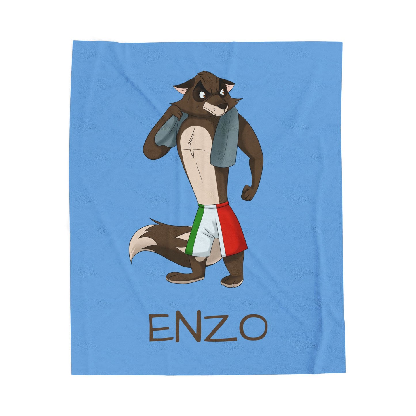 Cozy Custom Plush Blanket Featuring Enzo | Boxing Spirit Meets Heartfelt Comfort | The Cats and The Coons Gift for Little Fighters & Believers
