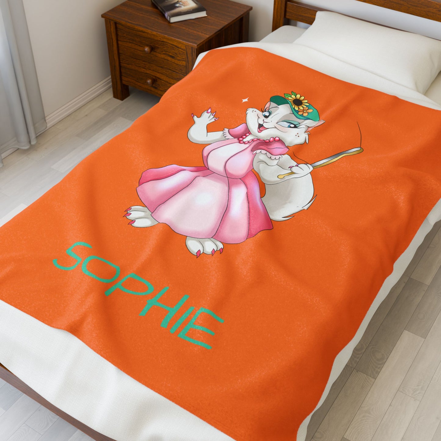 Personalized Plush Blanket Featuring Sophie | Custom Children’s Throw | Cute Baby Gift | The Cats and The Coons Comfort Collection