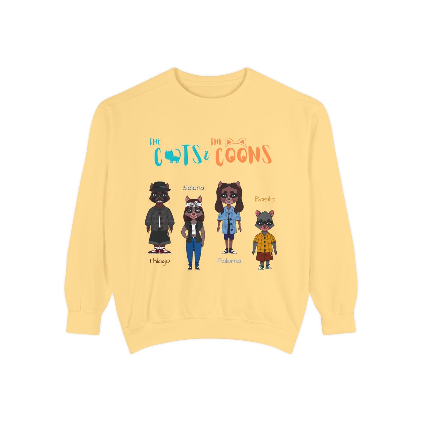 Whimsical Graphic Sweatshirt: Cozy Style for Cat and Raccoon Lovers - Perfect for Gift Giving, Casual Wear, Celebrations, Everyday Comfort