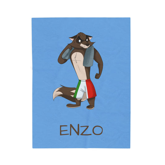 Cozy Custom Plush Blanket Featuring Enzo | Boxing Spirit Meets Heartfelt Comfort | The Cats and The Coons Gift for Little Fighters & Believers