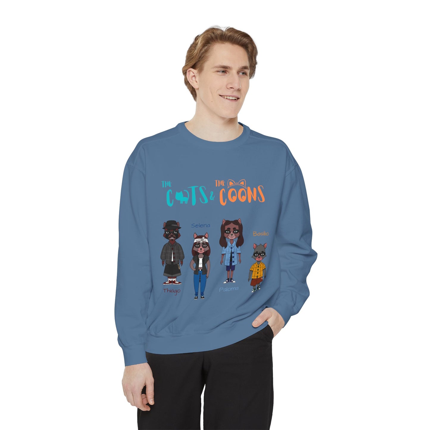 Whimsical Graphic Sweatshirt: Cozy Style for Cat and Raccoon Lovers - Perfect for Gift Giving, Casual Wear, Celebrations, Everyday Comfort