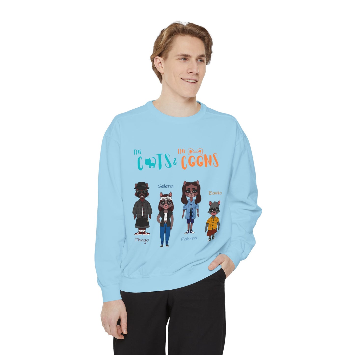 Whimsical Graphic Sweatshirt: Cozy Style for Cat and Raccoon Lovers - Perfect for Gift Giving, Casual Wear, Celebrations, Everyday Comfort