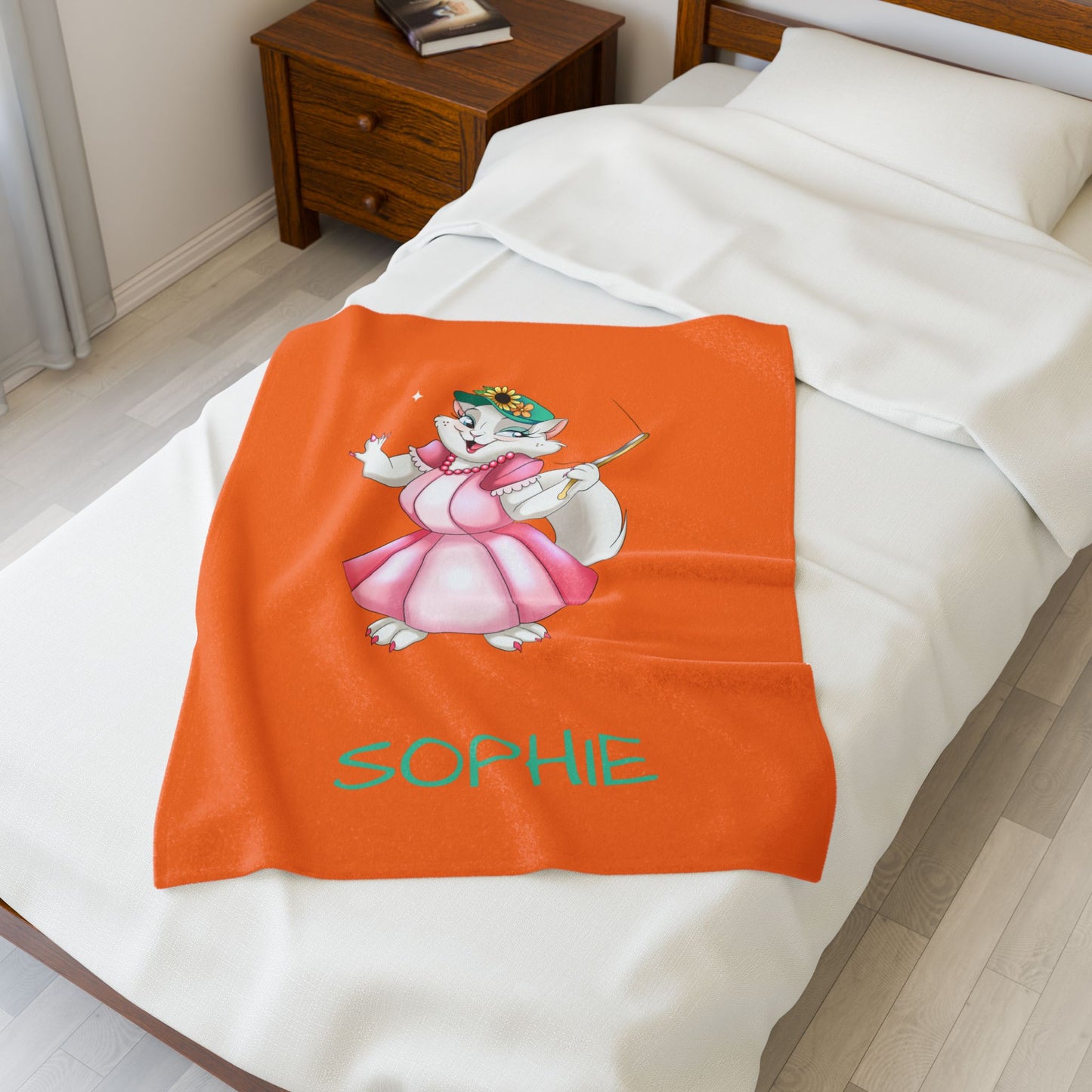 Personalized Plush Blanket Featuring Sophie | Custom Children’s Throw | Cute Baby Gift | The Cats and The Coons Comfort Collection