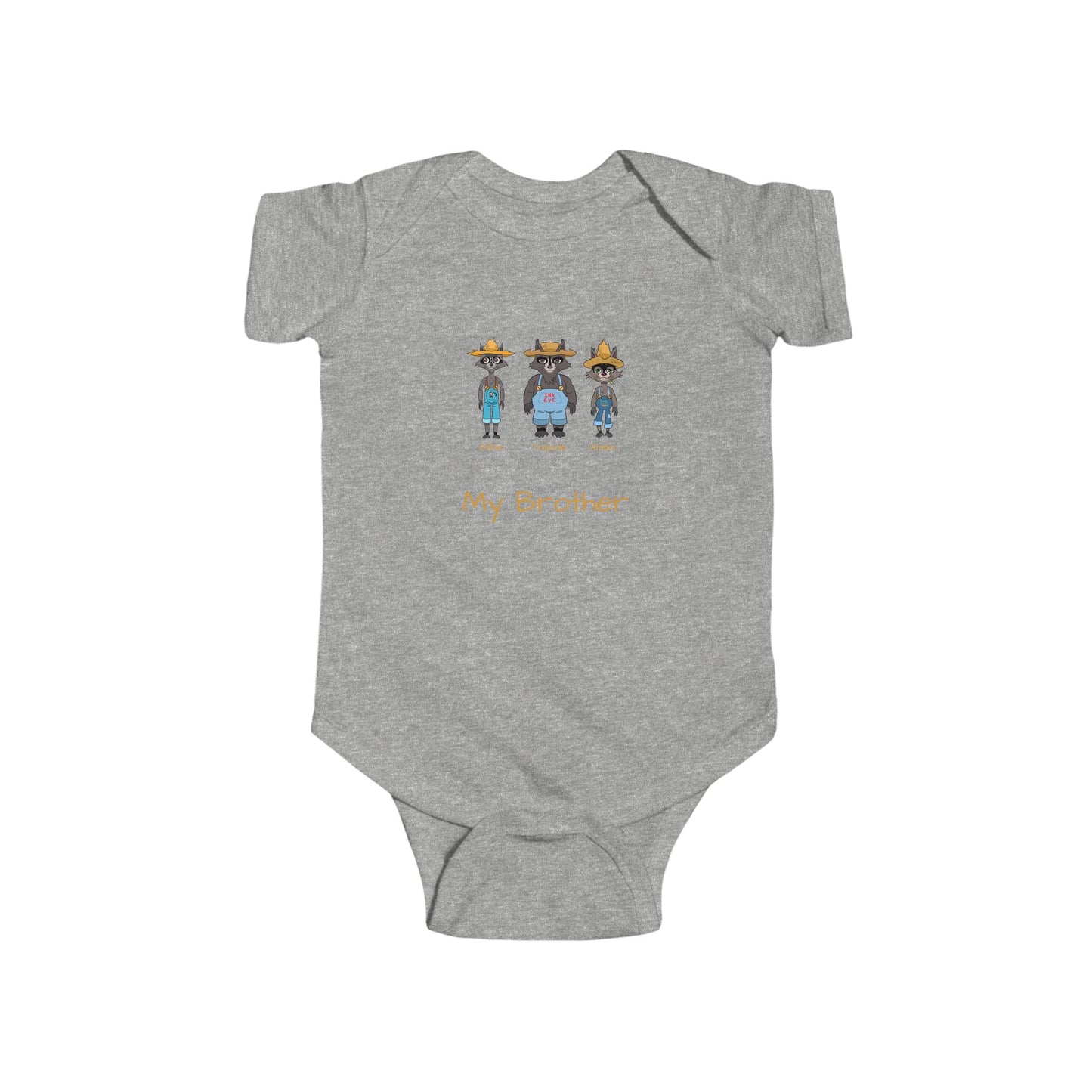 Adorable Infant Bodysuit with Tadpole, Stikie & Knebo | “My Brother” Design | The Cats and The Coons Baby Clothing for Sibling Love