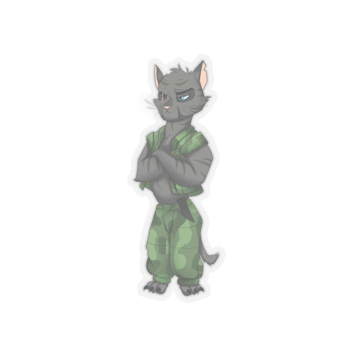 Max Military-Inspired Kiss-Cut Sticker | The Cats and The Coons Laptop Decal | Cool Cat Lover Gift | Symbol of Strength & Loyalty