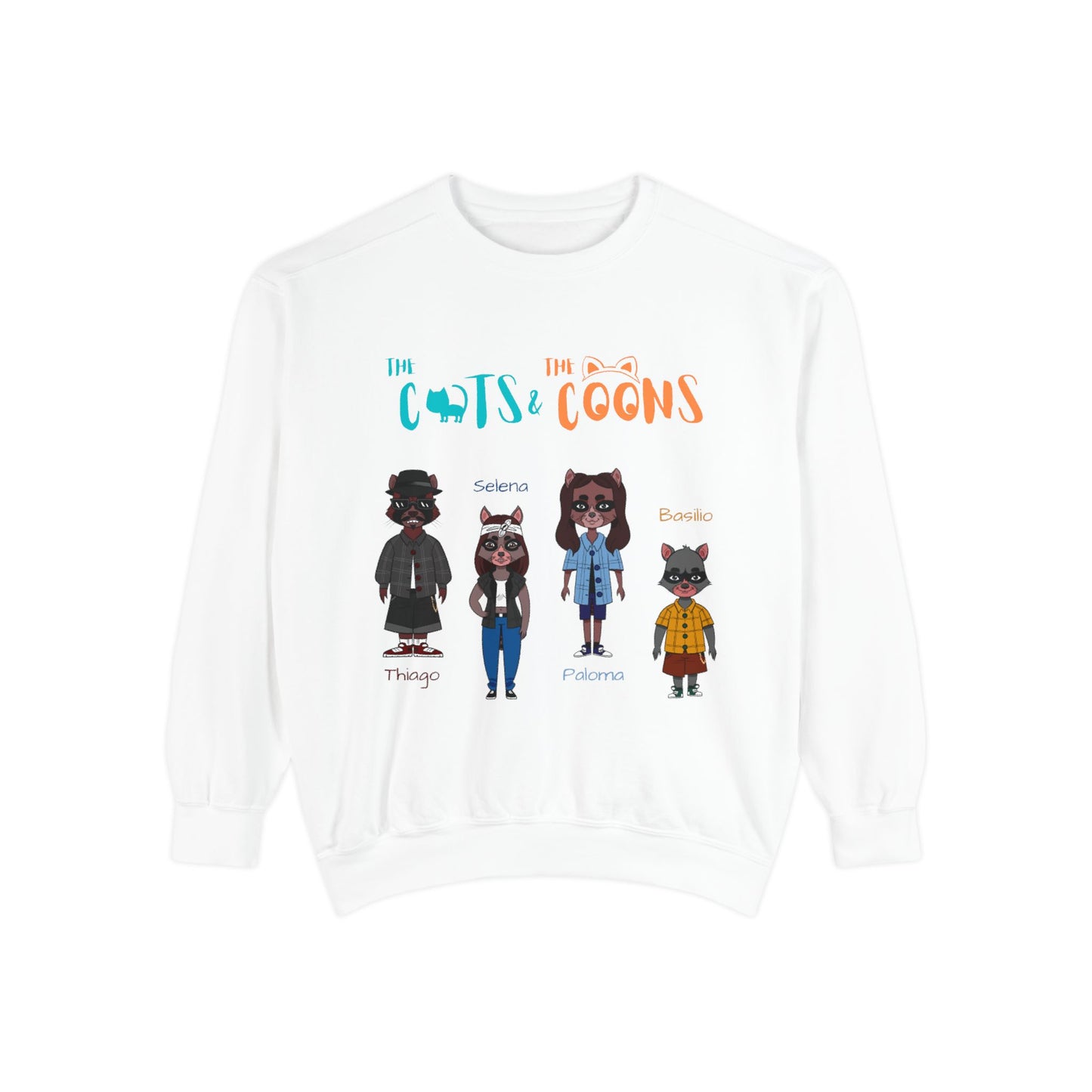 Whimsical Graphic Sweatshirt: Cozy Style for Cat and Raccoon Lovers - Perfect for Gift Giving, Casual Wear, Celebrations, Everyday Comfort