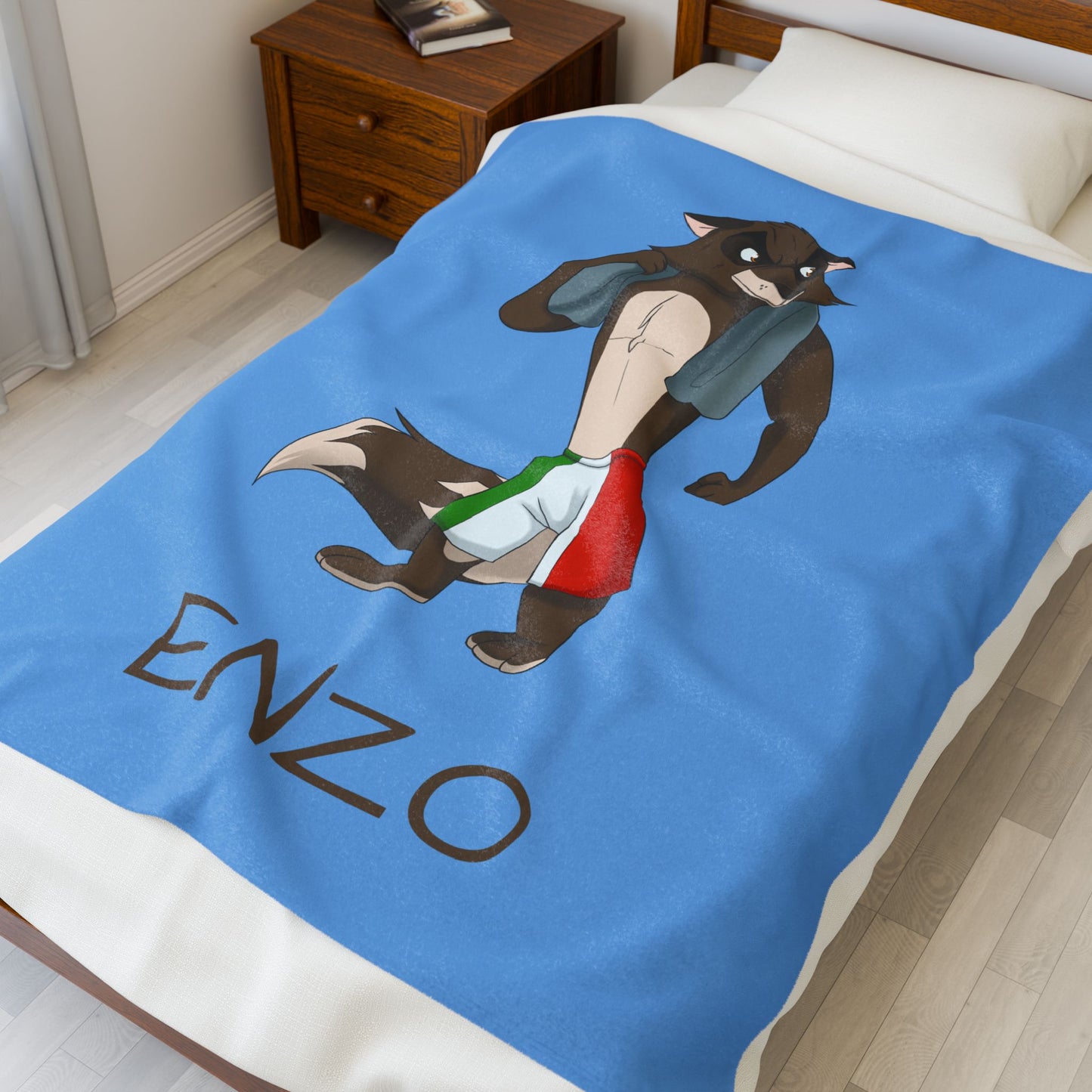 Cozy Custom Plush Blanket Featuring Enzo | Boxing Spirit Meets Heartfelt Comfort | The Cats and The Coons Gift for Little Fighters & Believers