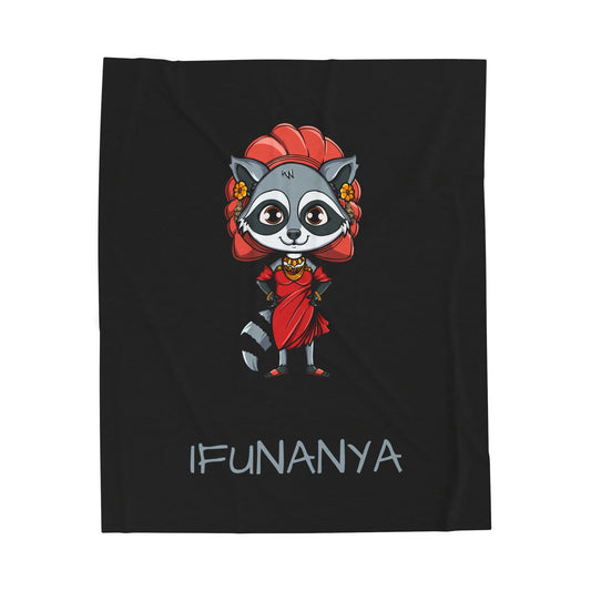 Cozy Children’s Blanket with Ifunanya Design | Custom Plush Throw Inspired by Nigerian-Igbo Art & Imagination | The Cats and The Coons Gift Idea
