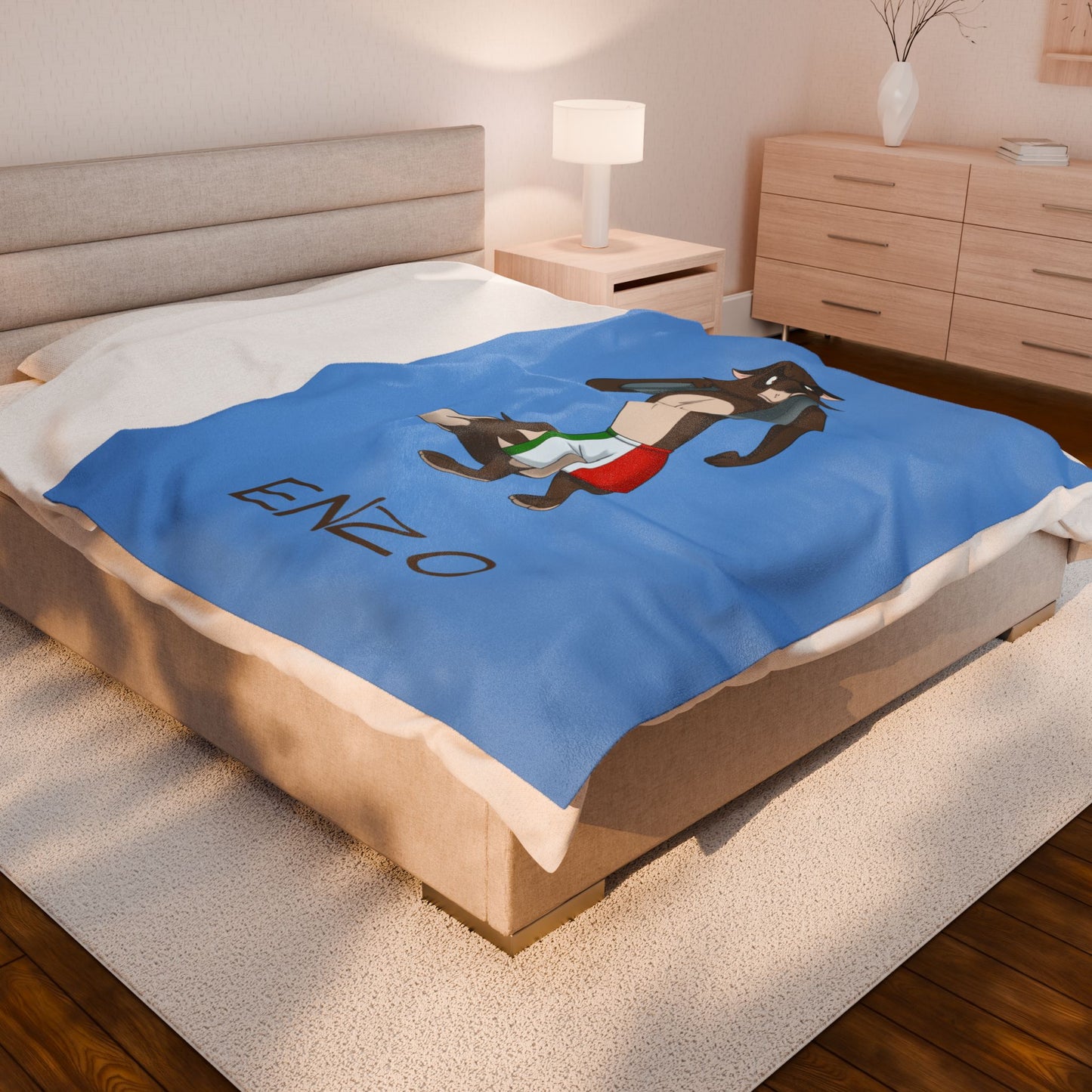 Cozy Custom Plush Blanket Featuring Enzo | Boxing Spirit Meets Heartfelt Comfort | The Cats and The Coons Gift for Little Fighters & Believers