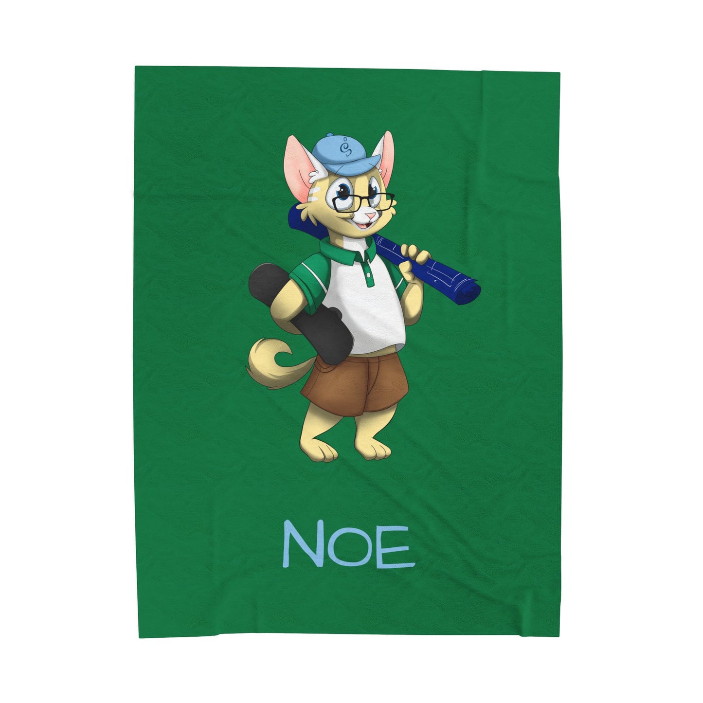 Adorable Noe Character Blanket | Custom Velveteen Plush Throw | The Cats and The Coons Symbol of Creativity, Hope & Unity