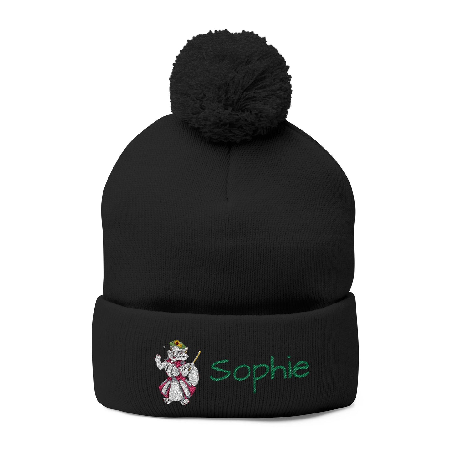 Personalized Sophie Embroidered Pom-Pom Knit Cap for Girls, Winter Hat for Women, Cute Gift for Birthdays and Holidays