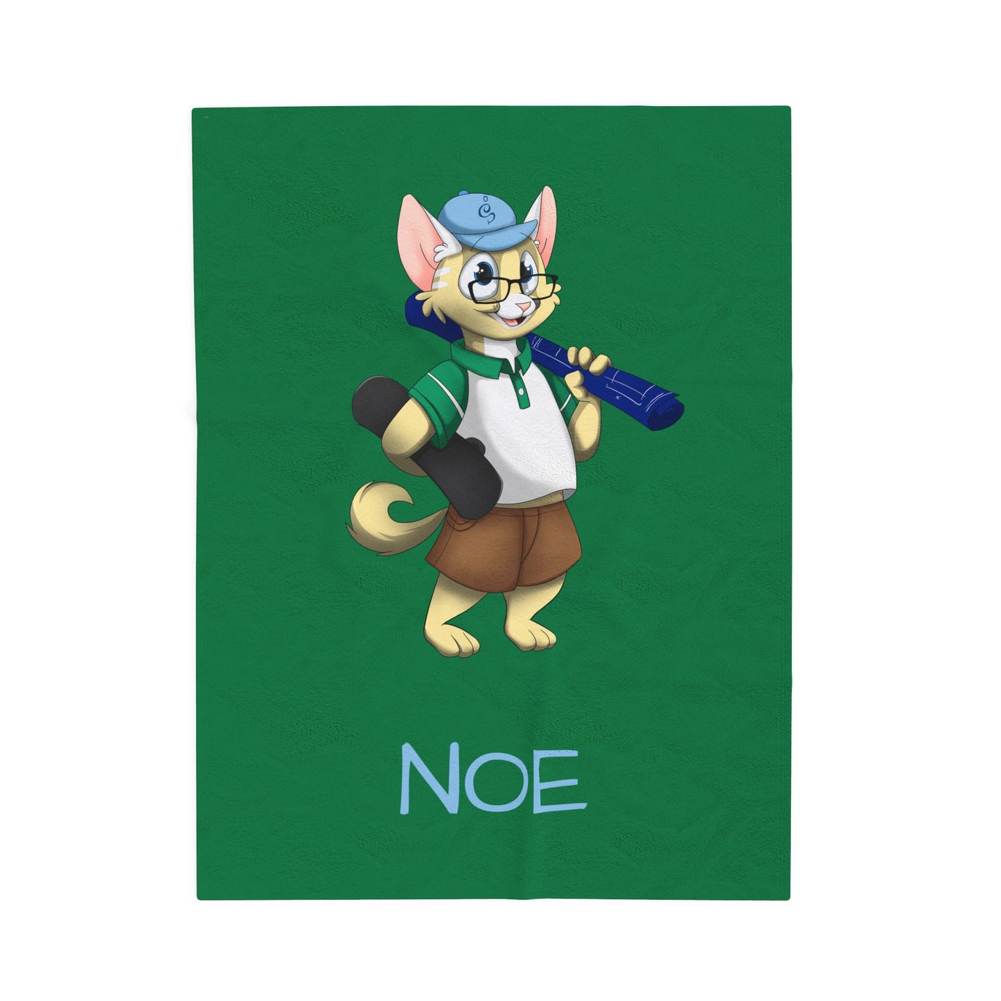 Adorable Noe Character Blanket | Custom Velveteen Plush Throw | The Cats and The Coons Symbol of Creativity, Hope & Unity