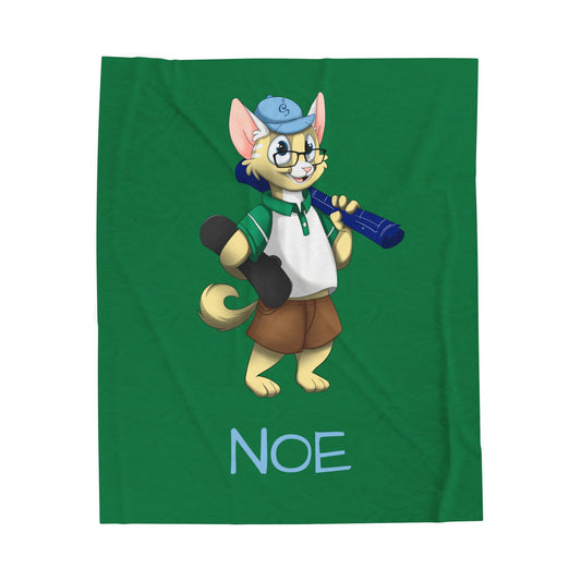 Adorable Noe Character Blanket | Custom Velveteen Plush Throw | The Cats and The Coons Symbol of Creativity, Hope & Unity